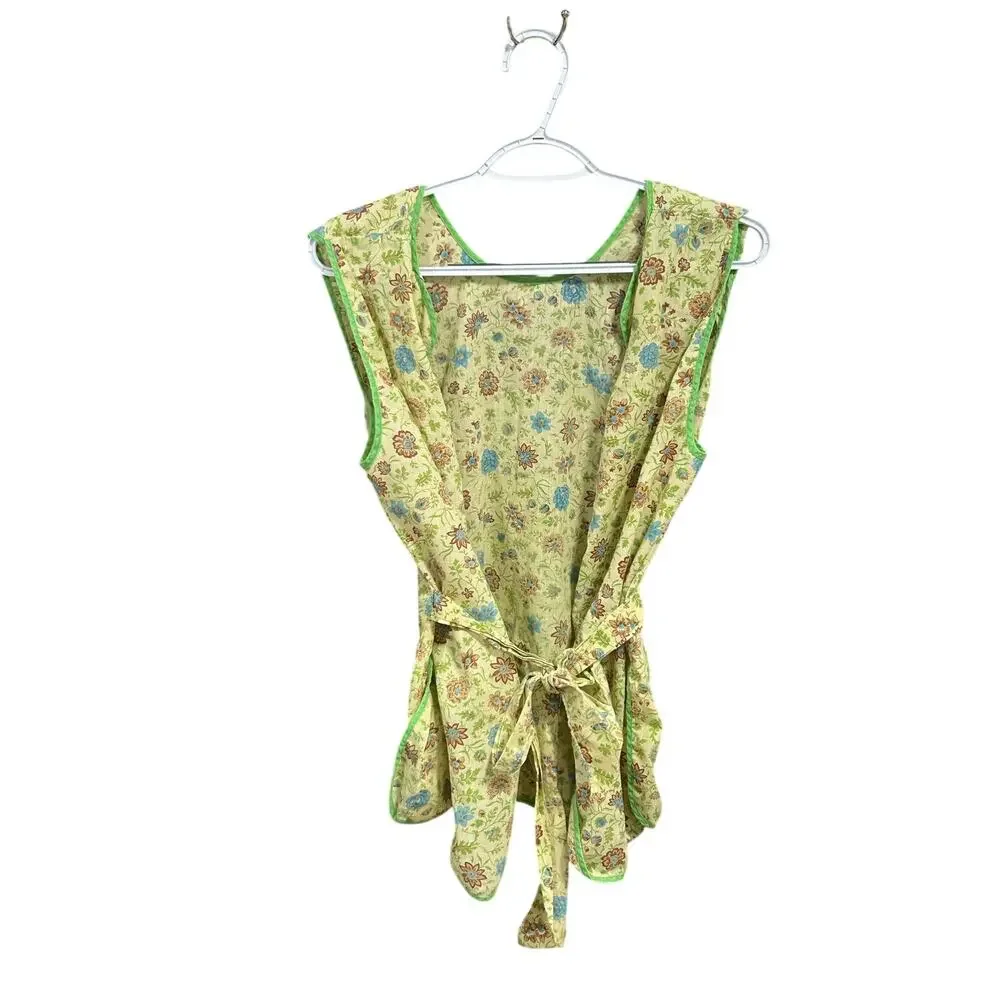 Handmade Floral Cobbler Apron Smock Green Cottagecore Granny Chic Pockets